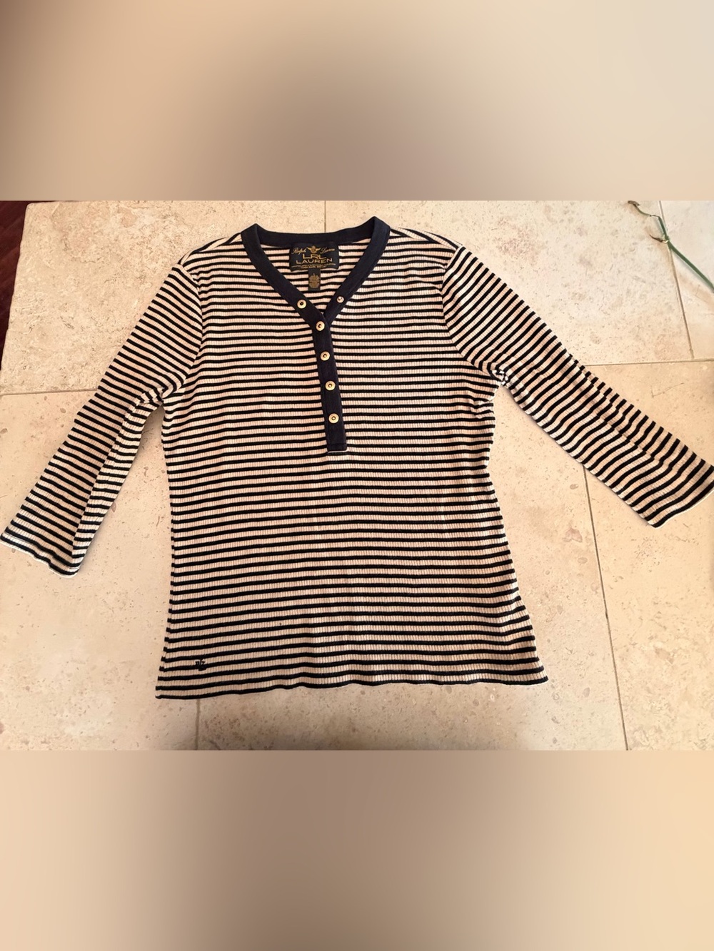 Ralph Lauren Black & Tan Striped Henley